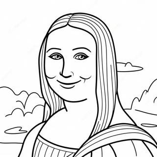 Mona Lisa Smiling Coloring Page | Leonardo da Vinci coloring page