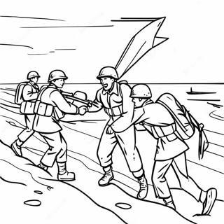 D Day Soldiers Landing on Beach Coloring Page | D Day coloring page