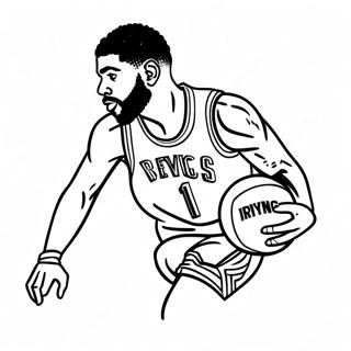 Kyrie Irving Dribbling Basketball Coloring Page | Kyrie Irving coloring page