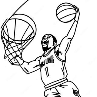 Kyrie Irving Dunking in Mid-Air Coloring Page | Kyrie Irving coloring page
