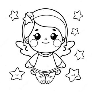 Cute Little Angel with Stars Coloring Page | Little Angel coloring page