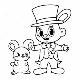 Funny Magician with Rabbit Coloring Page | Magician coloring page