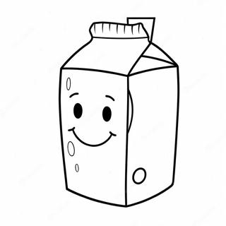 Cute Milk Carton with Smiley Face Coloring Page | Milk Carton coloring page