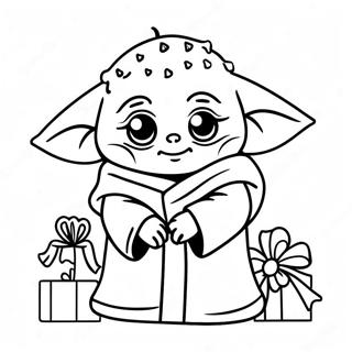Page à colorier Sapin de Noël Baby Yoda | Page de coloriage Bébé Yoda Noël