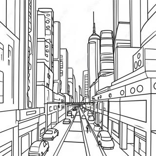 Cyberpunk Cityscape Coloring Page | Cyberpunk coloring page