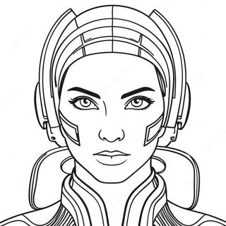 Futuristic Cyberpunk Character Coloring Page | Cyberpunk coloring page
