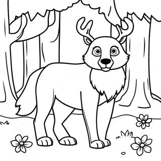 Majestic Forest Animals Coloring Page | Wilderness coloring page