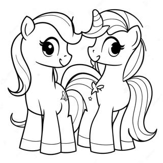 Colorful My Little Pony Characters Coloring Page