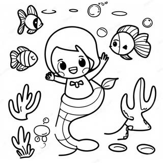 Adventurous Boy Mermaid Exploring Coral Reefs Coloring Page | Boy Mermaid coloring page