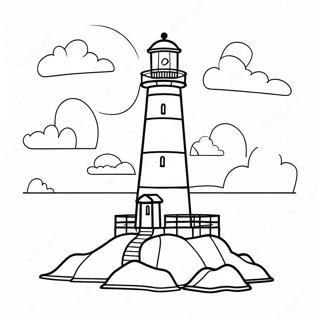 Colorful Lighthouse by the Sea Coloring Page | Lighthouse coloring page