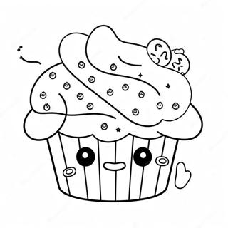 Cute Muffin with Sprinkles Coloring Page | Muffin coloring page