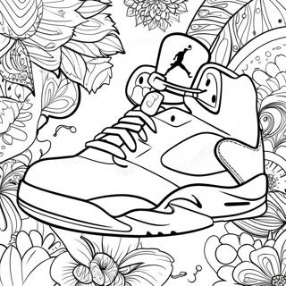 Colorful Jordan 5 Sneaker Design Coloring Page | Jordan 5 Sneaker coloring page