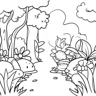 Garten von Banban 7 Bunte Gartenszene Ausmalbild | Garten von Banban 7 Ausmalbild