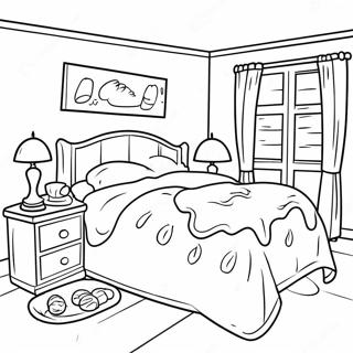 Cozy Bed Coloring Page | Bed coloring page