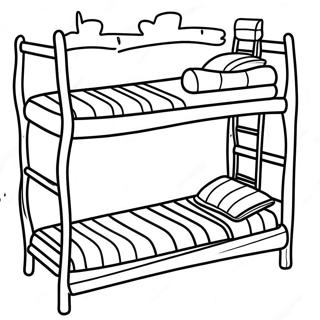 Bunk Bed with Colorful Bedding Coloring Page | Bed coloring page
