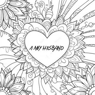 Page à colorier du cœur J'aime mon mari | Page de coloriage J'aime mon mari