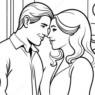 Page à colorier d'un couple doux | Page de coloriage J'aime mon mari