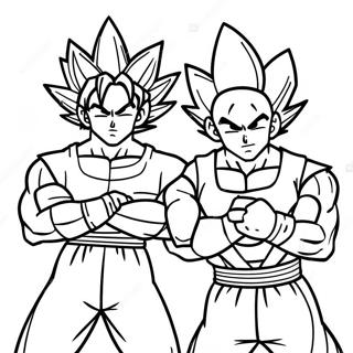 Goku and Vegeta Action Pose Coloring Page | Goku and Vegeta coloring page