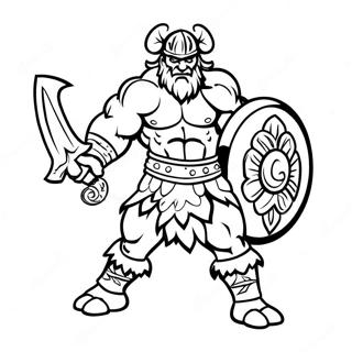 Barbarisk Krigare i Strid Målarbild | Clash of Clans målarbild