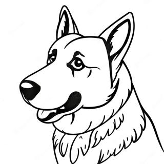 Realistic German Shepherd Portrait Coloring Page | Realistic German Shepherd coloring page
