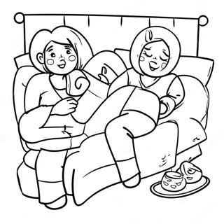 Cozy Pajama Party Coloring Page | Pajama Day coloring page