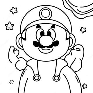 Among Us Mario in Space Coloring Page | Among Us Mario coloring page