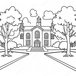 College Campus Coloring Page | College coloring page