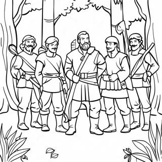 Merry Men in the Forest Coloring Page | Robin Hood coloring page