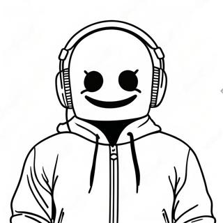 DJ Marshmello with Colorful Headphones Coloring Page | DJ Marshmello coloring page