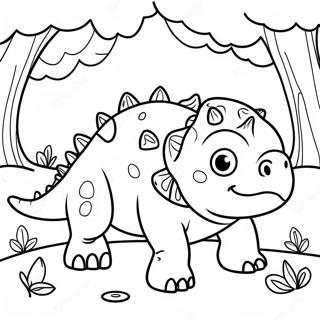 Cute Ankylosaurus in a Forest Coloring Page | Ankylosaurus coloring page