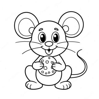 Cheerful Mouse with a Cookie Coloring Page