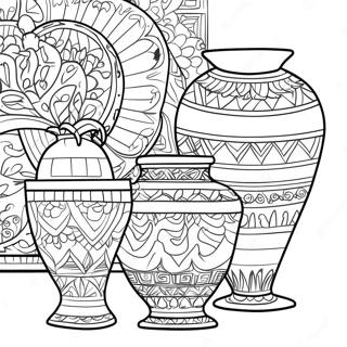 Colorful Pottery Designs Coloring Page | Pottery coloring page
