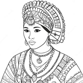 Traditional Clothing from Around the World Coloring Page | Cultural coloring page