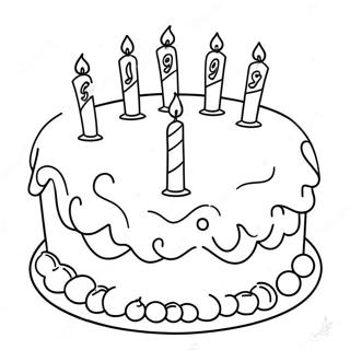 Colorful 10th Birthday Cake Coloring Page | Happy 10th Birthday coloring page