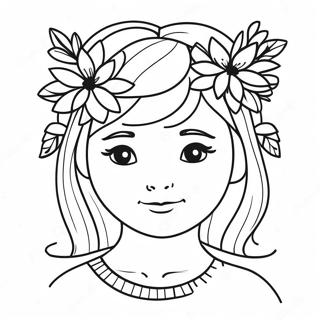 Cute Girl with a Flower Crown Coloring Page | Pretty Girl coloring page