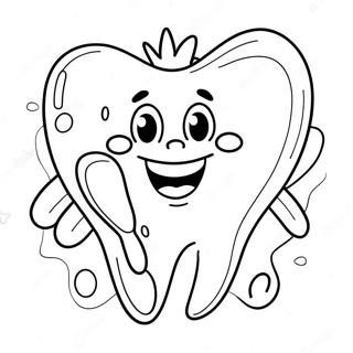 Happy Tooth Character Coloring Page | Dental Health Teeth coloring page