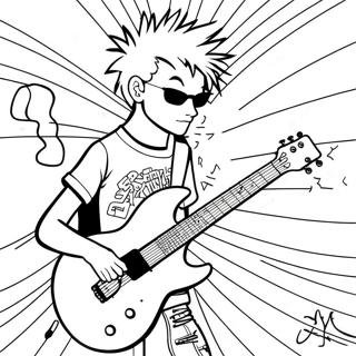 Punk Rock Guitarist Coloring Page | Punk Rock coloring page