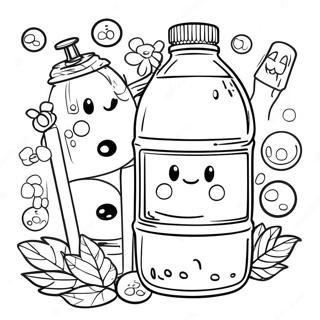 Stanley Water Bottle with Fun Stickers Coloring Page | Stanley Water Bottle coloring page