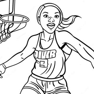 Dynamic WNBA Player Dunking Coloring Page | WNBA coloring page