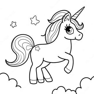 Dreamy Unicorn in a Starry Sky Coloring Page | Dream coloring page
