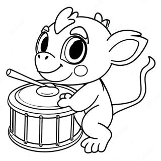 Grookey Playing with a Drum Coloring Page | Grookey coloring page