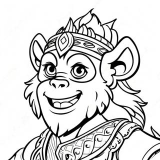 Adventurous Monkey King Coloring Page | Monkey King coloring page