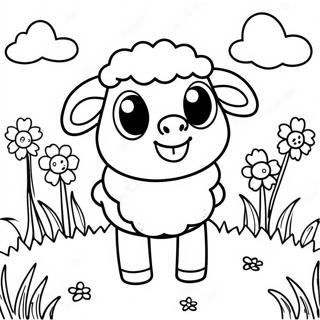 Cute Suzy Sheep in the Meadow Coloring Page | Suzy Sheep coloring page