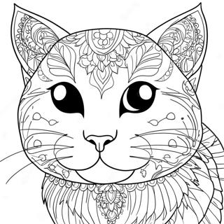 Elegant Cat Portrait Coloring Page | Cat for Adults coloring page