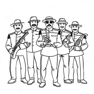 Fuerza Regida Band Members Coloring Page | Fuerza Regida coloring page