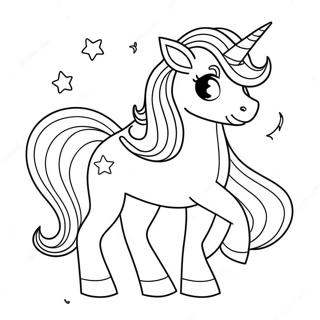 Süßes Einhorn mit funkelnder Mähne Ausmalbild | Nixe Niedlich Süßes Einhorn Ausmalbild