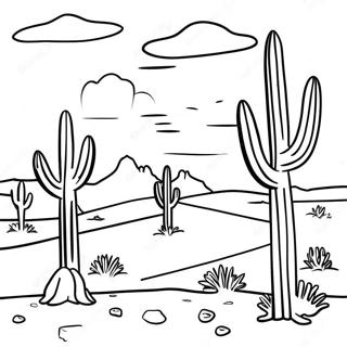 Colorful New Mexico Desert Landscape Coloring Page | New Mexico coloring page