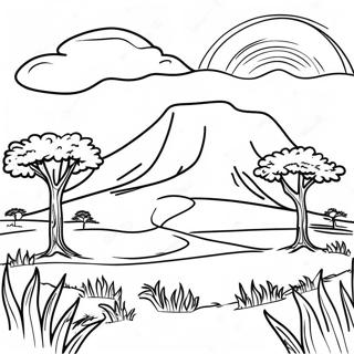 Savanna Landscape Coloring Page | Savanna coloring page