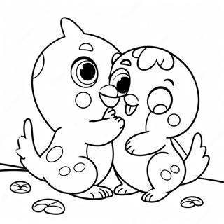 Cute Hatchimals Playing Together Coloring Page | Hatchimals coloring page