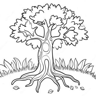 Contorno Albero D'autunno Pagine da Colorare